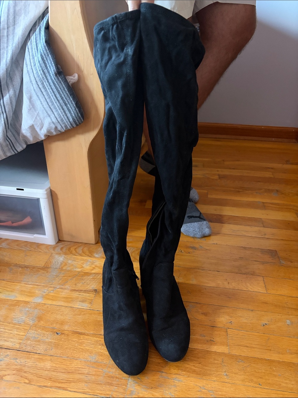 Bar III Black Over-the-Knee Suede Boots